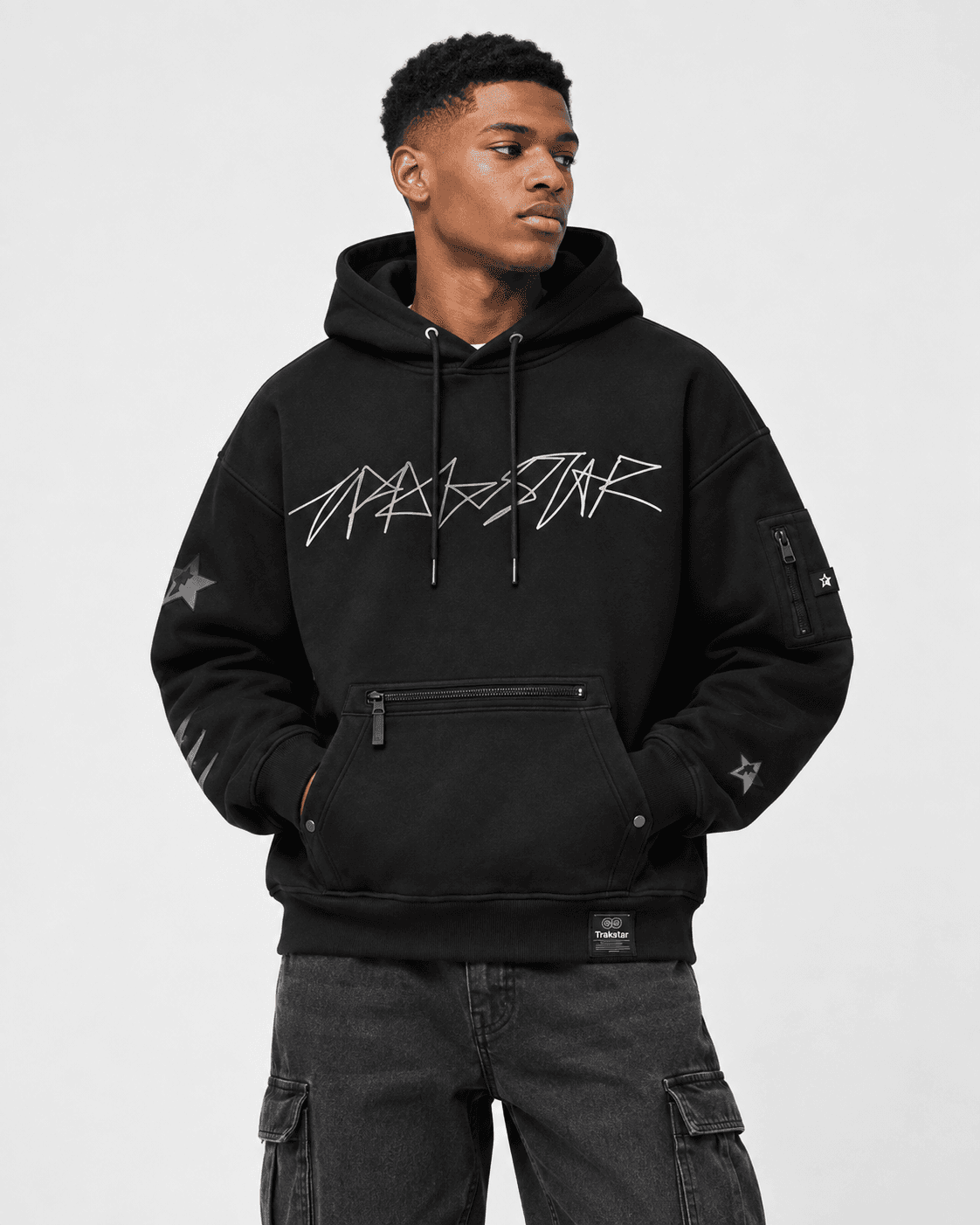 TRAKSTAR hoodie in black, worn