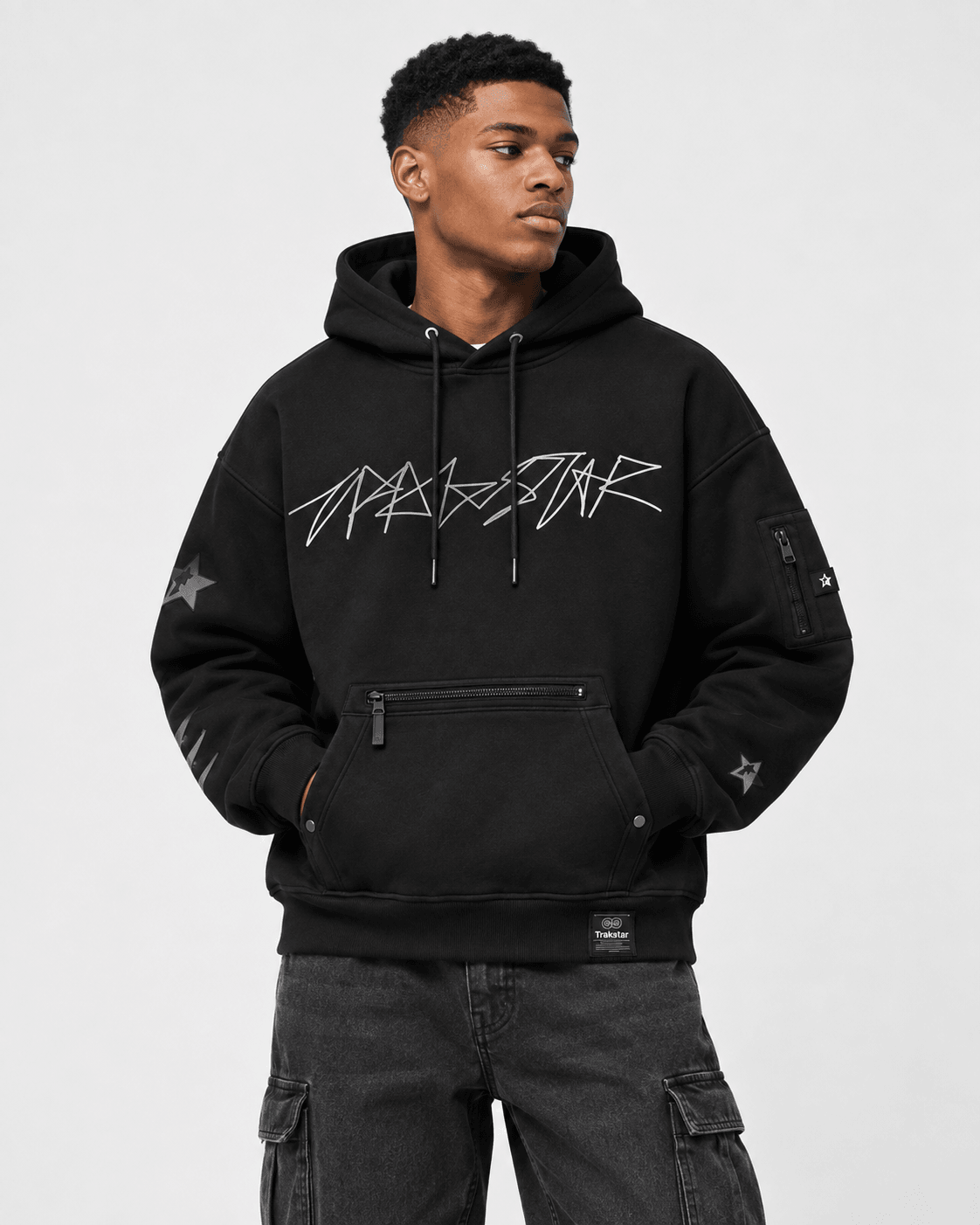 TRAKSTAR hoodie in black, worn